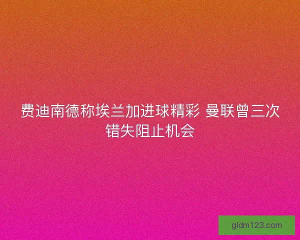 费迪南德称埃兰加进球精彩 曼联曾三次错失阻止机会