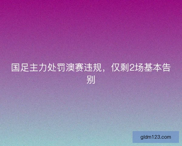 国足主力处罚澳赛违规，仅剩2场基本告别