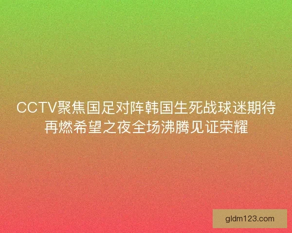 CCTV聚焦国足对阵韩国生死战球迷期待再燃希望之夜全场沸腾见证荣耀