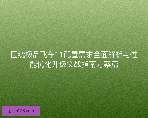 围绕极品飞车11配置需求全面解析与性能优化升级实战指南方案篇