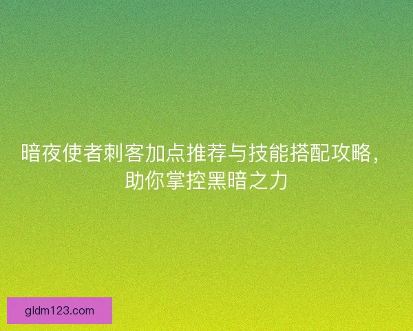 暗夜使者刺客加点推荐与技能搭配攻略，助你掌控黑暗之力